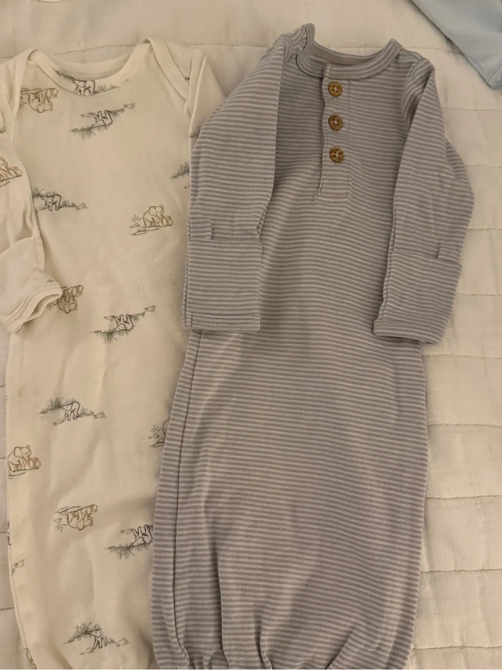 Carter's Grey Striped Long Sleeve Sleep Gown with Wooden Buttons